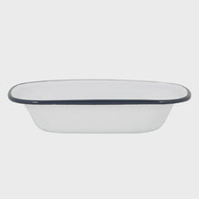 Load image into Gallery viewer, White Enamel Pie Dish - Navy