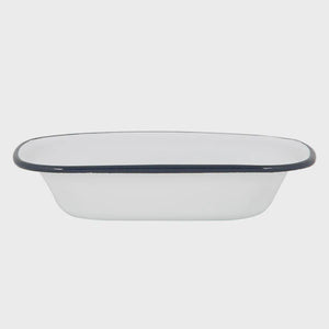 White Enamel Pie Dish - Navy