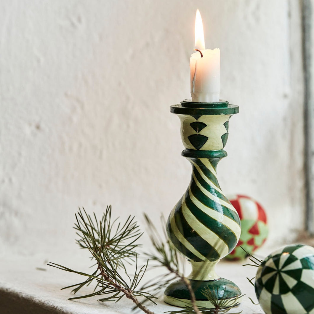 Sats Painted Green Candle Holder
