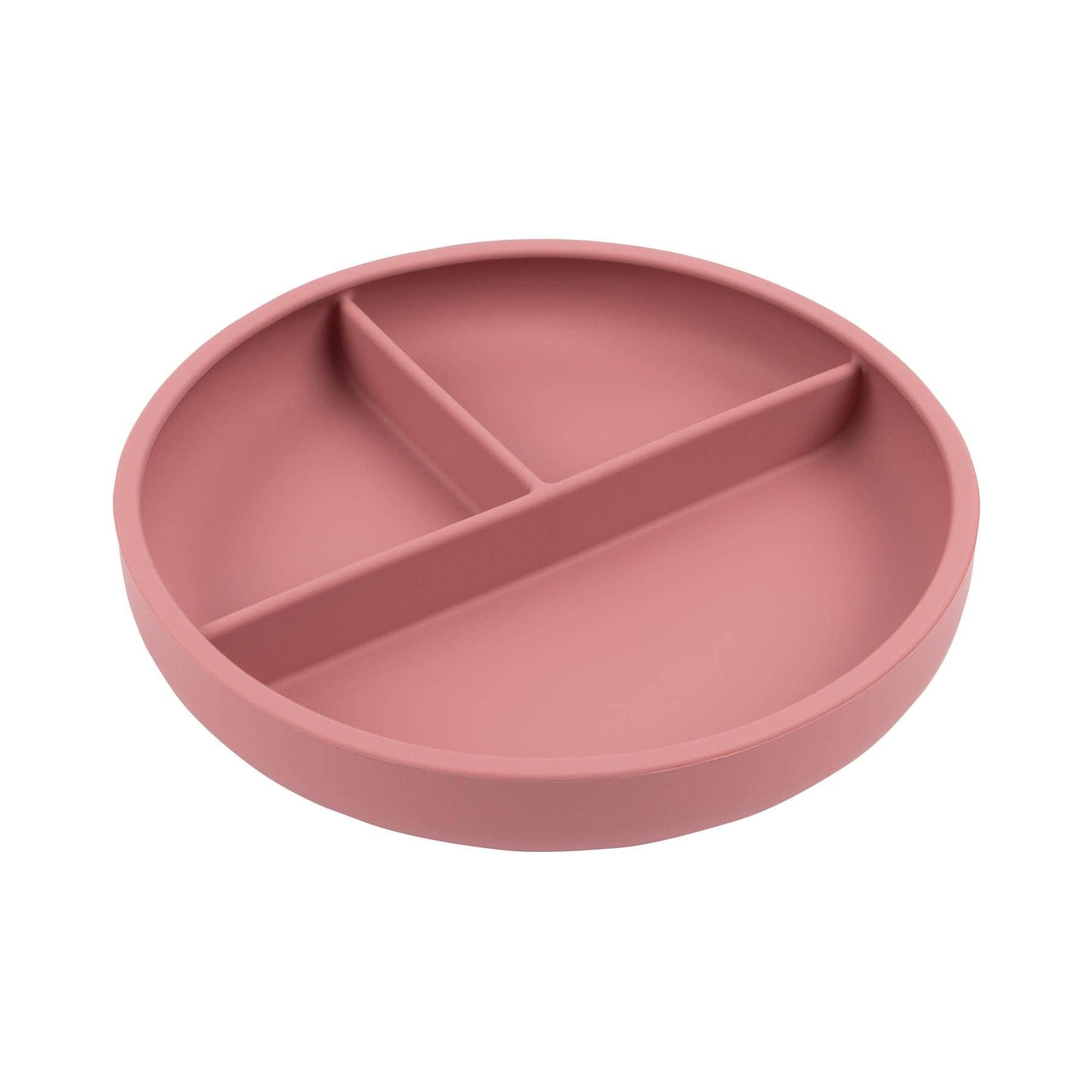 Divided Silicone Suction Plate / Dusty Rose