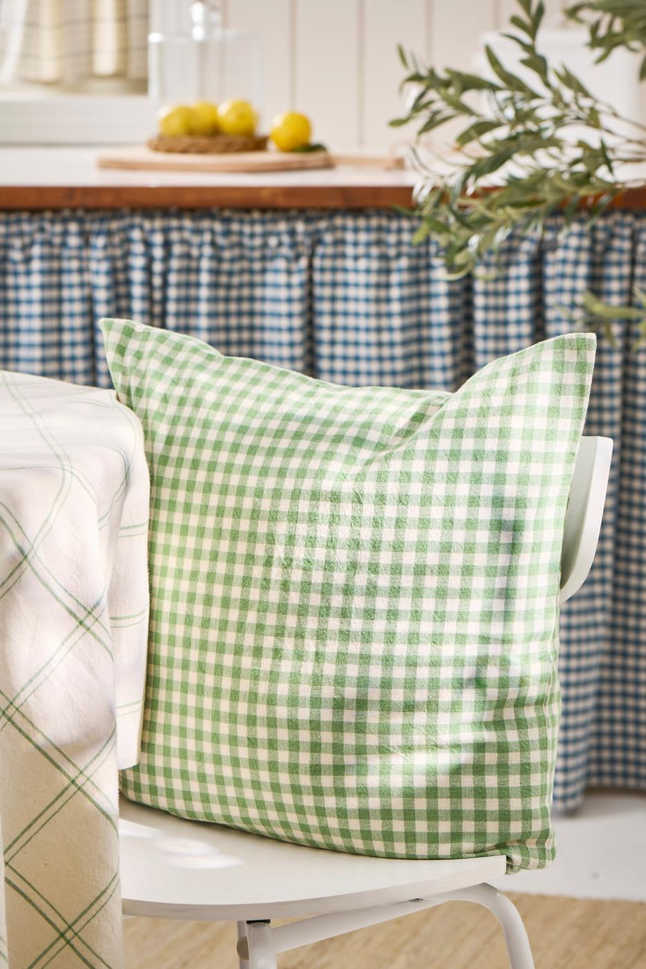 Light Green Gingham Cushion