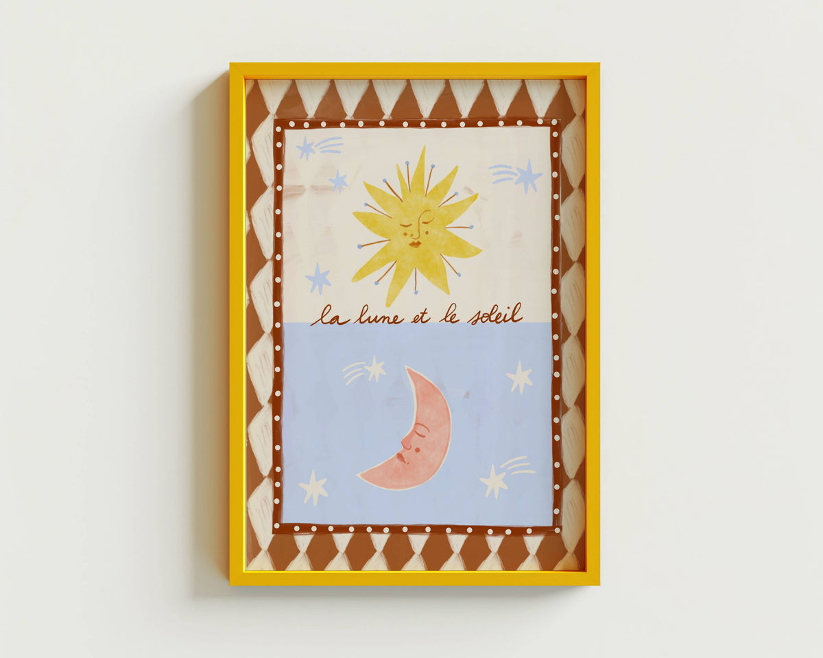 Folk La Lune et Le Soleil Print / A4
