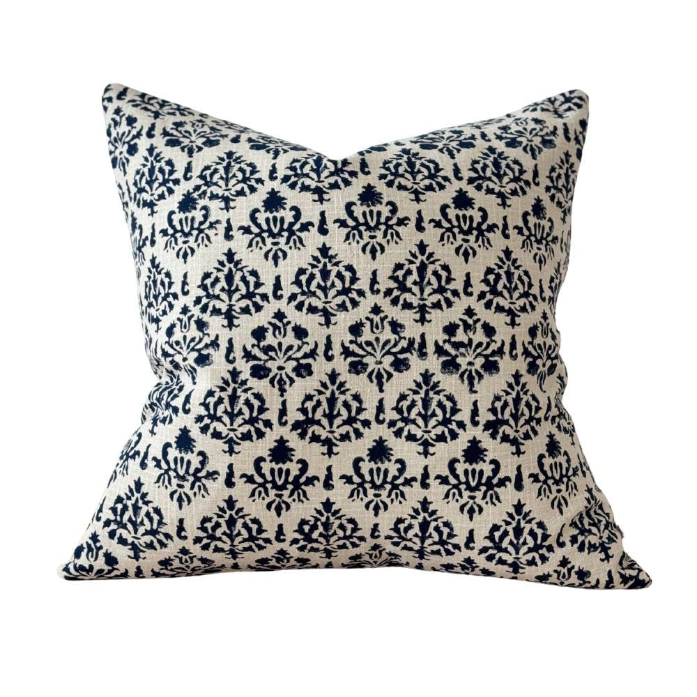 Cotton Cushion Cover / Ivy Navy Print / 45 x 45 cm