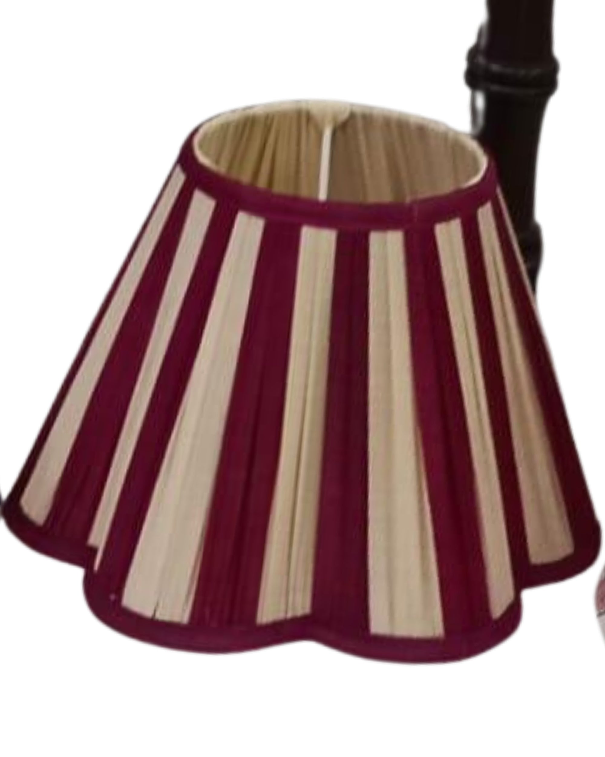 Scalloped Lampshade / Maroon Stripe