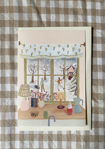 Through the Kitchen Window Christmas Card A6