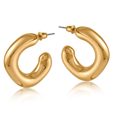 Athenais Organic Shape Hoop Earrings / Gold