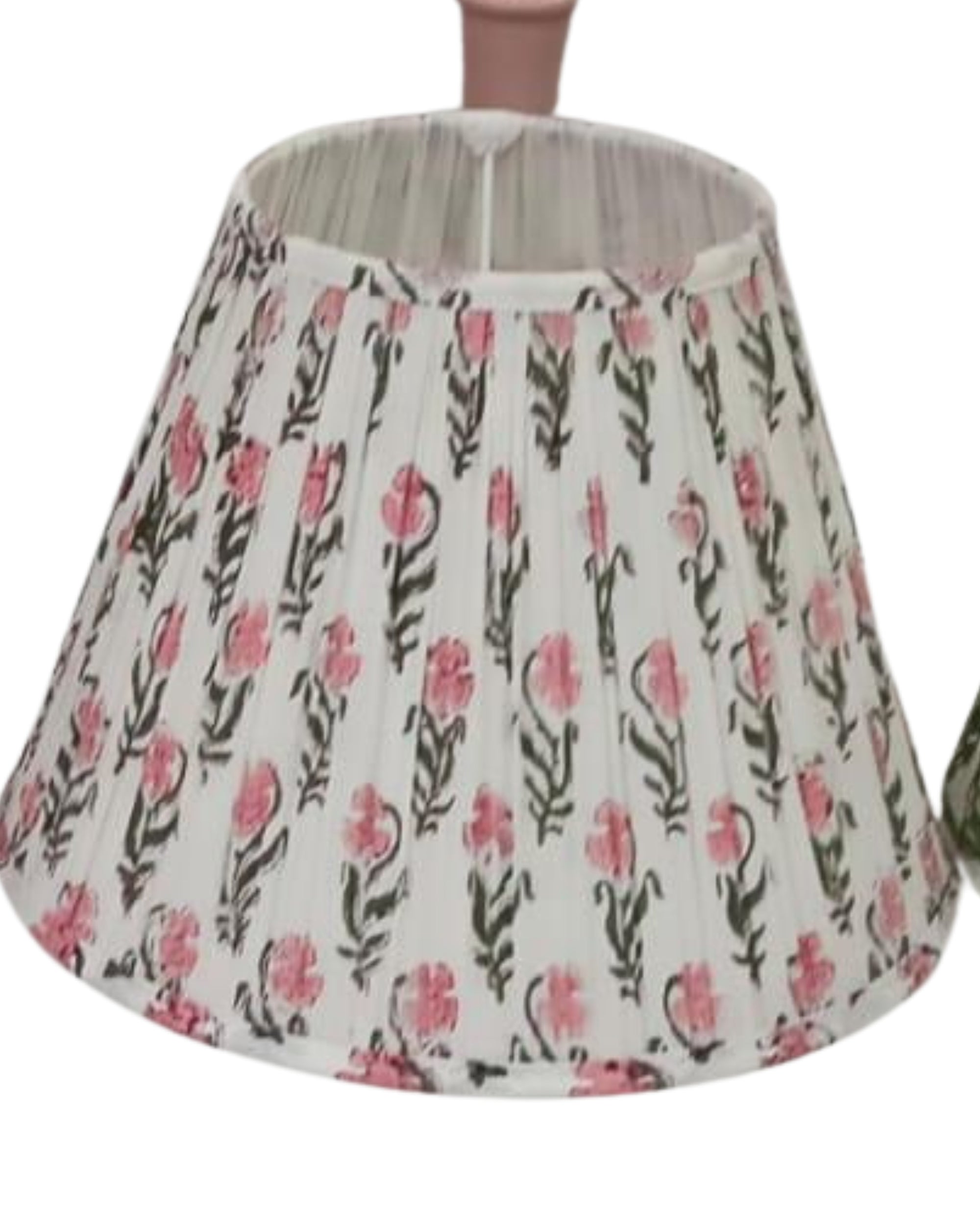 Block Printed Lampshade / Pink Posy Floral