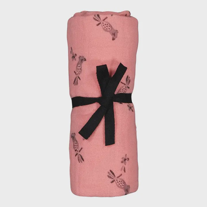Muslin Swaddle / Pink Parrot