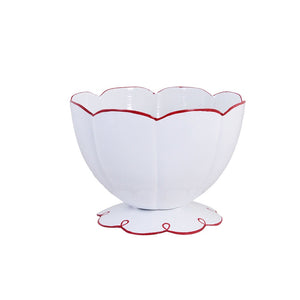 Scalloped Serving Bowl / Red and White