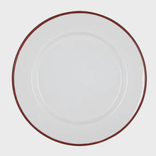 Load image into Gallery viewer, White Enamel Dinner Plate with Coloured Rim