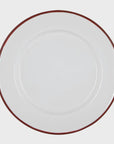 White Enamel Dinner Plate with Coloured Rim