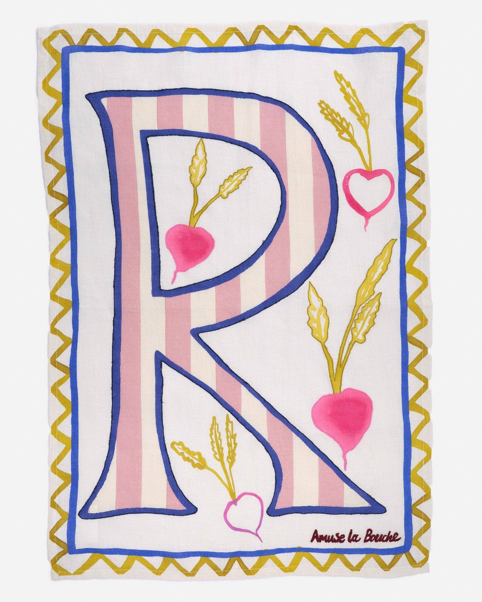 R is for Radish Linen Tea Towel