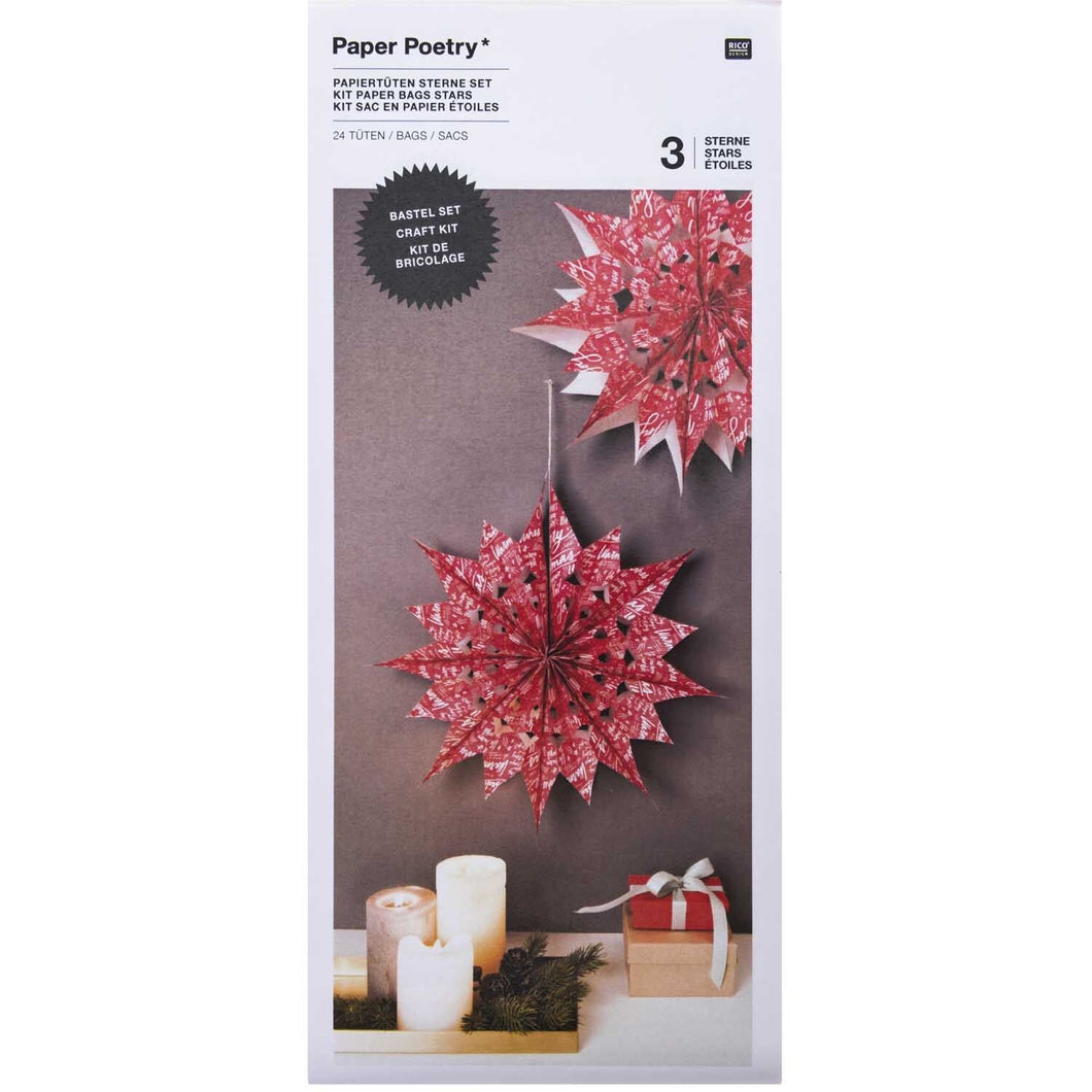 Make Your Own Christmas Paper Bag Stars / Red