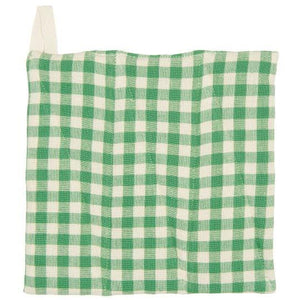 Green and White Gingham Check Pot Holder