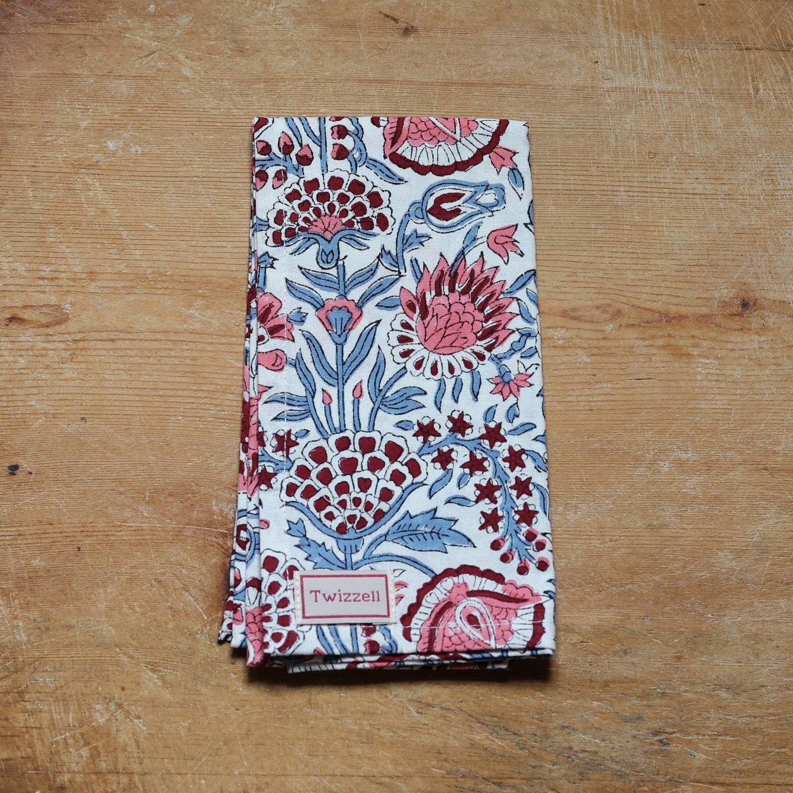 Blue, Pink and Red Floral Napkin