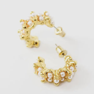 Pearl Cluster Gold hoops