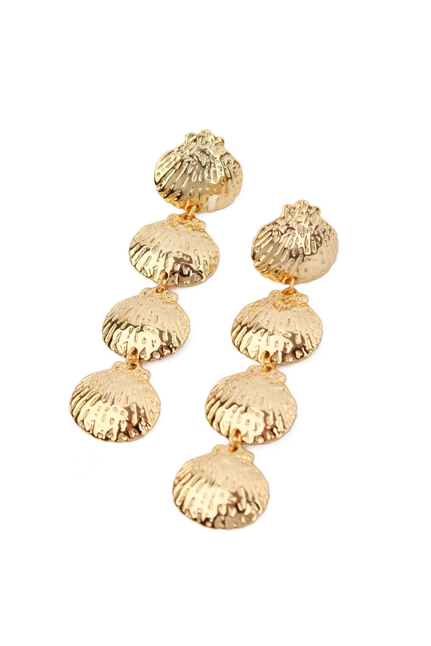 Gold Multi Shell Drop Earrings