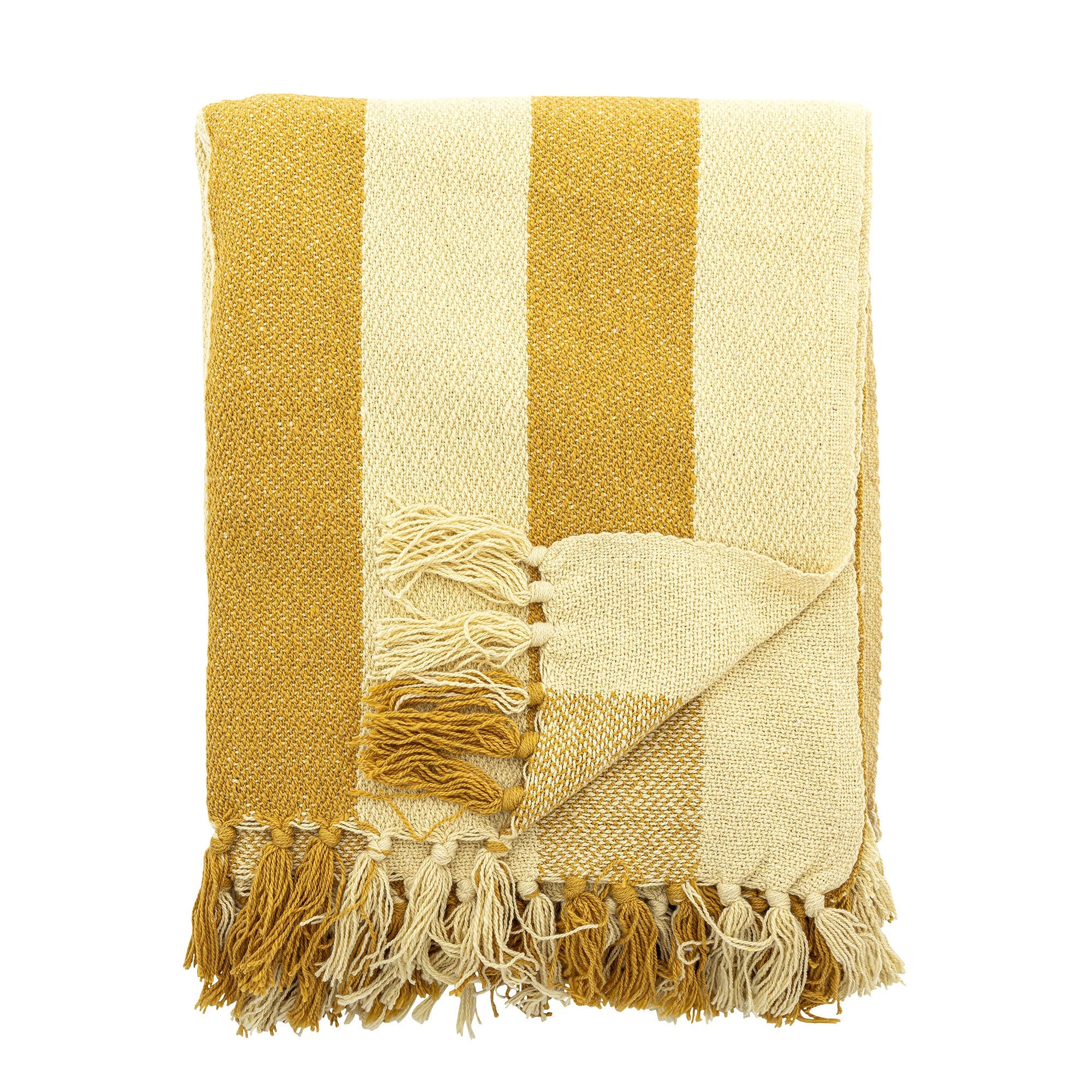 Frello Recycled Cotton Stripe Throw / Yellow