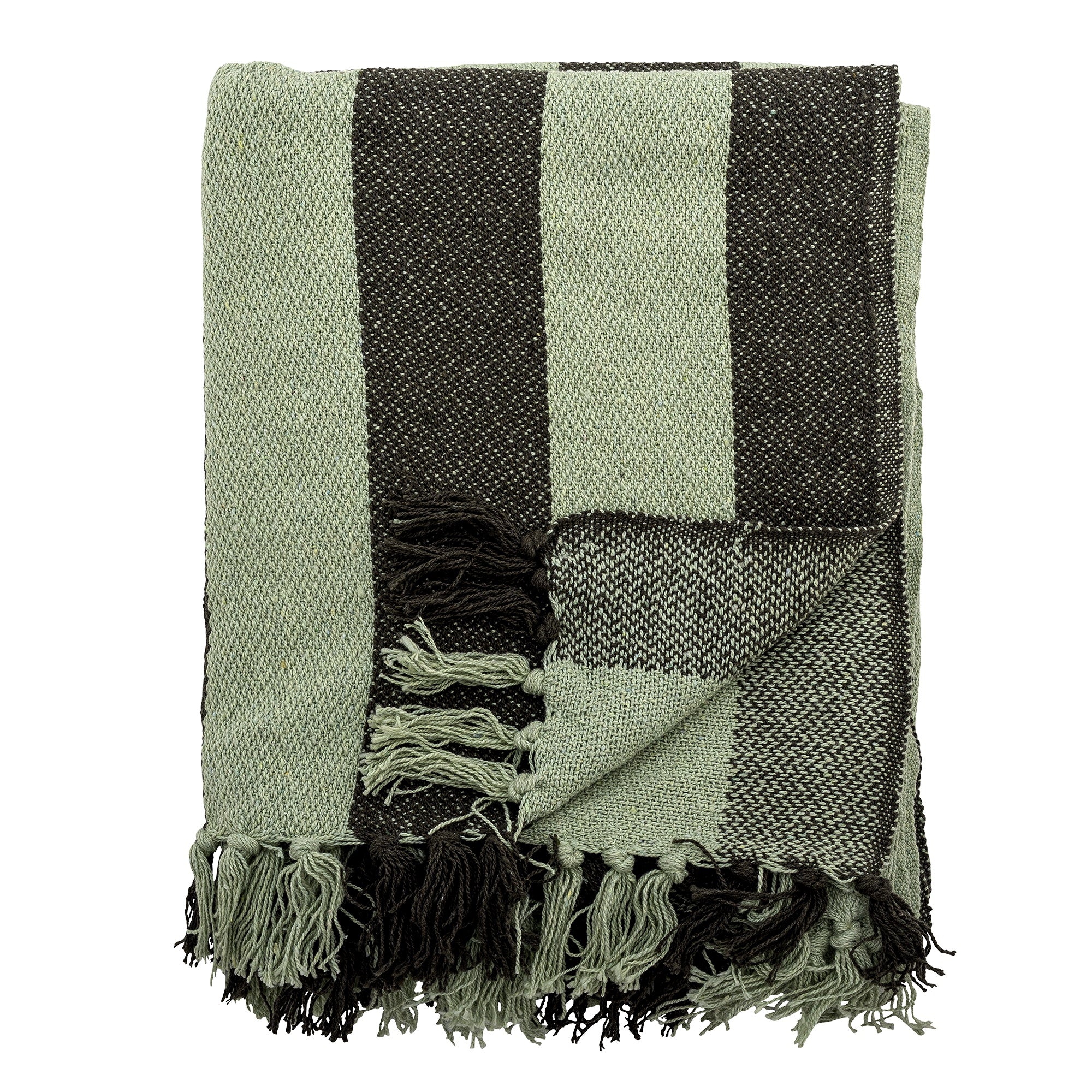 Frello Recycled Cotton Stripe Throw / Green