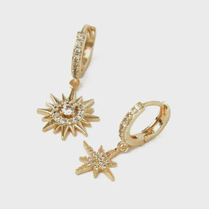 Sun & Star Crystal Hoops