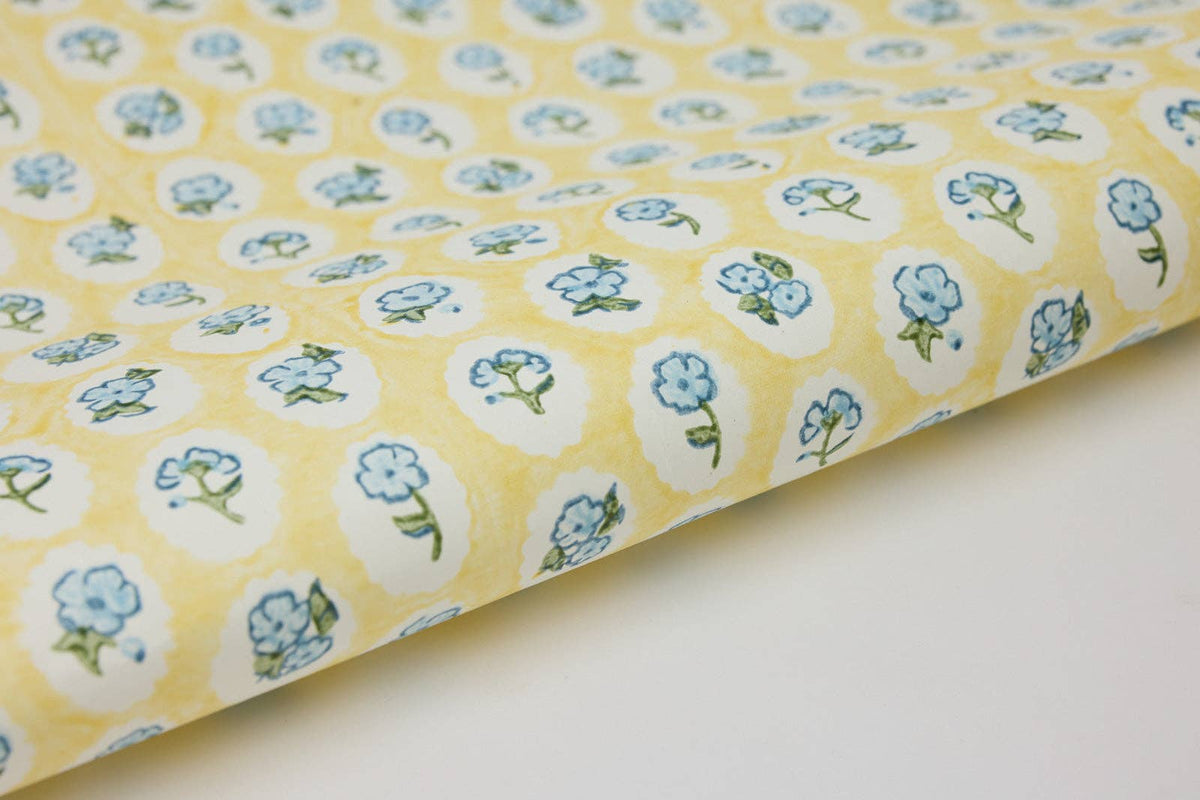 Block Printed Wrapping Paper Sheets - Scallop Tiles Alaska