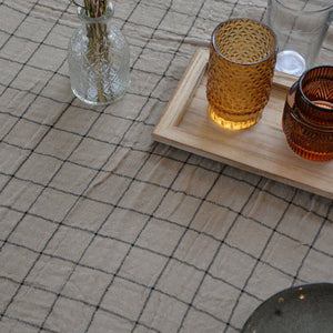 Cotton Check Tablecloth  / Beige and Black