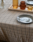 Cotton Check Tablecloth  / Beige and Black