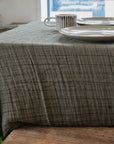 Cotton Check Tablecloth / Olive Green and Black