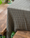 Cotton Check Tablecloth / Olive Green and Black