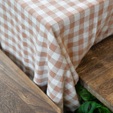 Load image into Gallery viewer, Gingham Cotton Tablecloth / Rust Brown