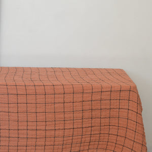 Cotton Check Tablecloth / Coral Pink
