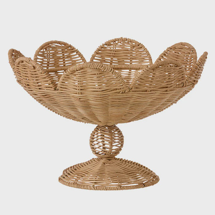 Rattan Scalloped Bowl on Foot / 22cm