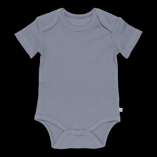 Bodysuit Short Sleeves Rib in Blue