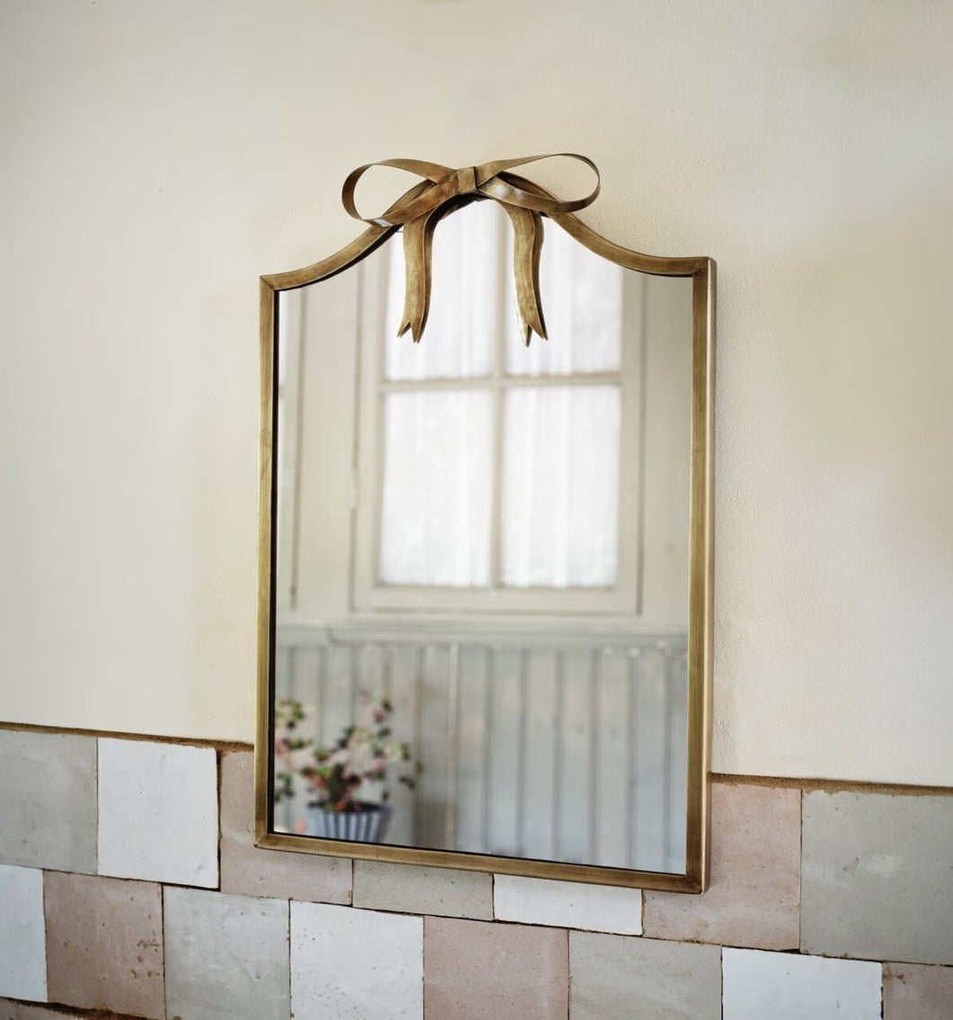 Antique Brass Bow Mirror