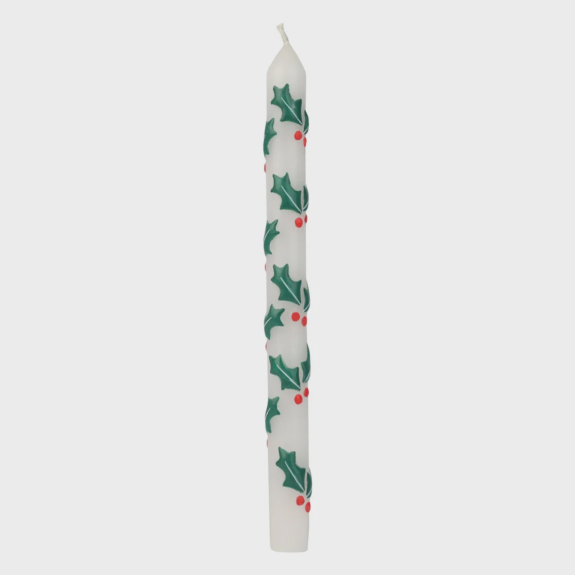Festive Patterned Dinner Candle / Holly