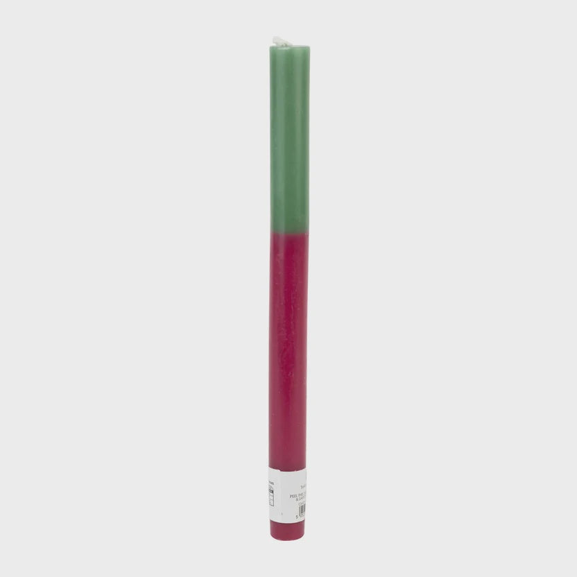 Festive Colourblock Candle / Burgundy &amp; Green
