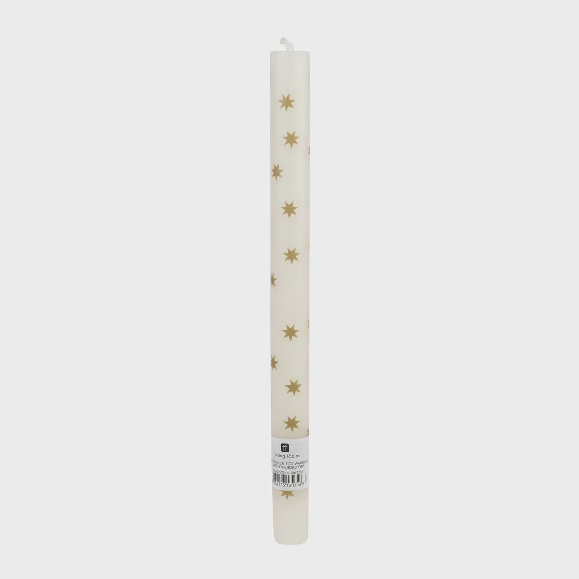 Festive Patterned Dinner Candle / Gold Stars