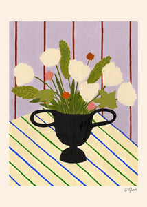 Carla Llanos: Flowers on Striped Cloth