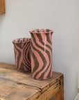 Scalloped Marble Pink Vase / Large