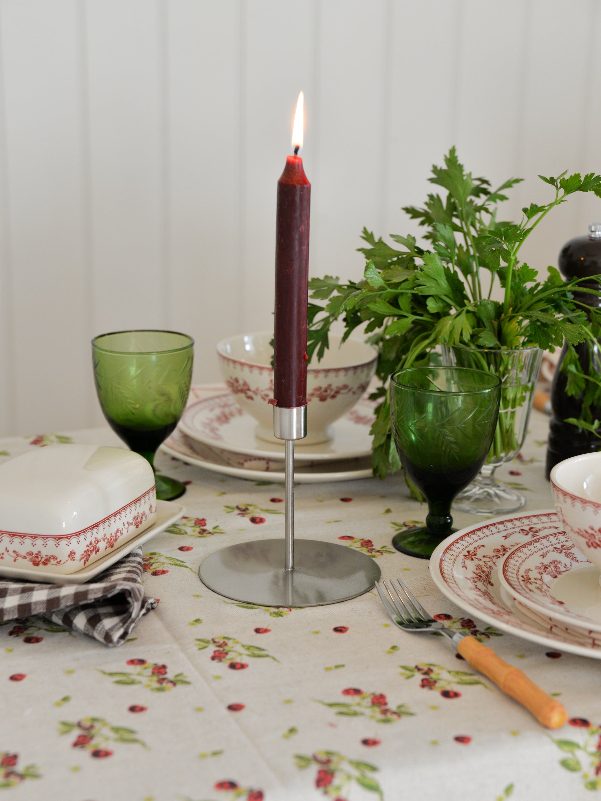 House Doctor Anit Candle Silver Candle Stand in Tall