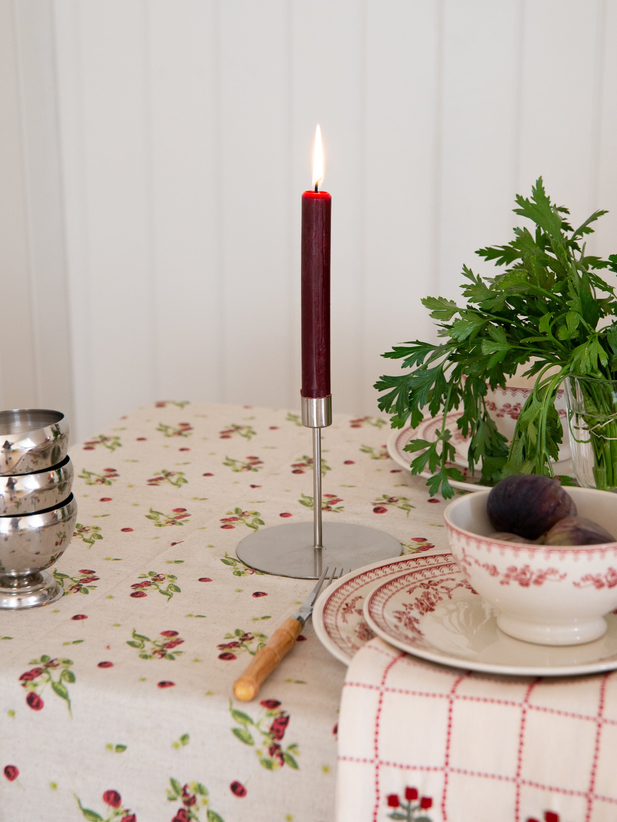 Tall Rustic Dinner Candle / Bordeaux