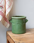 Rustic Utensil Pot with Handles / Green