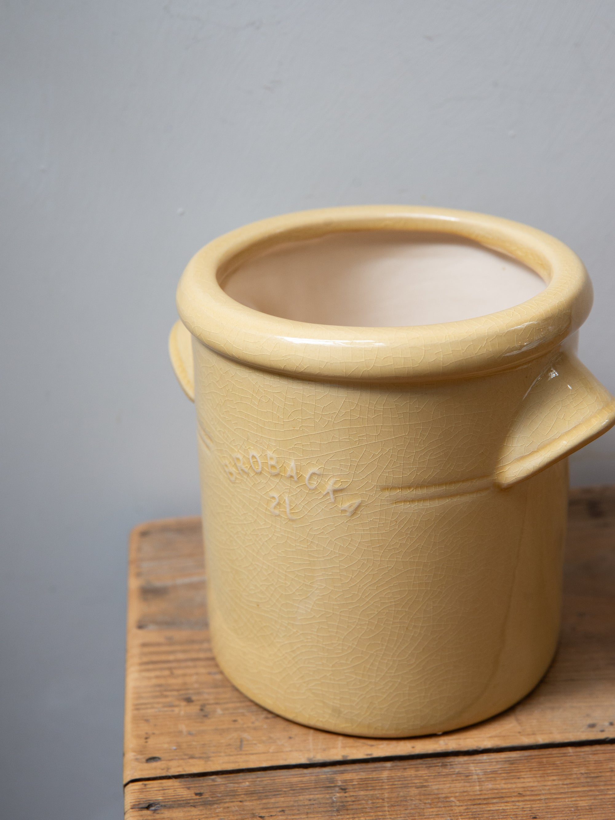 Rustic Utensil Pot with Handles / Yellow