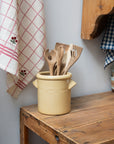 Rustic Utensil Pot with Handles / Yellow
