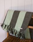 Frello Recycled Cotton Stripe Throw / Green