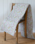 Dusty Blue with Pink, Green Flowers Quilt