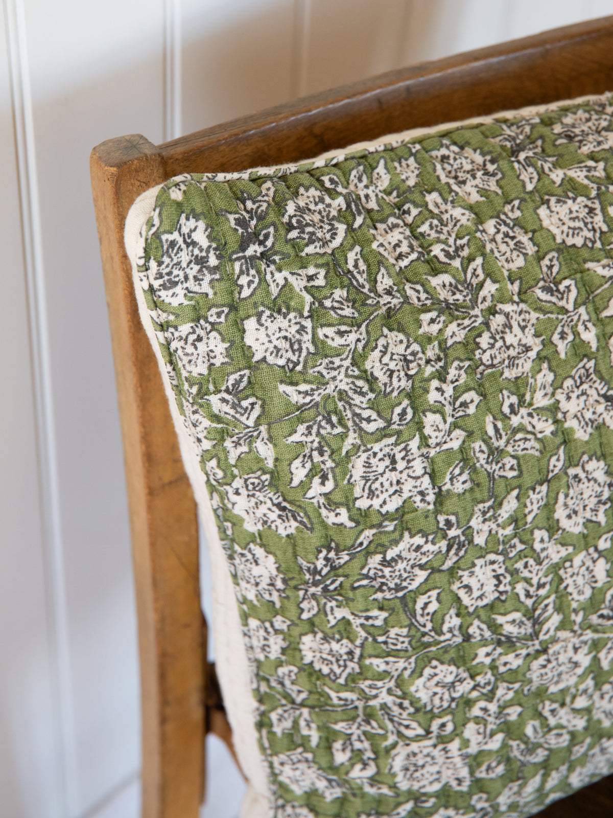 Floral Quilted Cushion / Olive