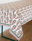 Red and Green Floral Festive Table Cloth