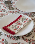 Red and Green Floral Festive Napkins Set of Four