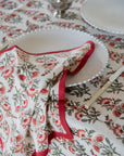 Red and Green Floral Festive Napkins Set of Four